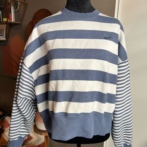 Nike Crewneck Sweater in Blue and White Stripes